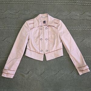 White House Black Market Tan Cropped Womens Zip Up Jacket